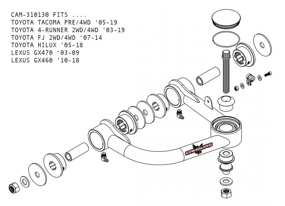'03-09 Lexus GX470 1.25" Uniball Upper Control Arms Lexus GX470 1.25"