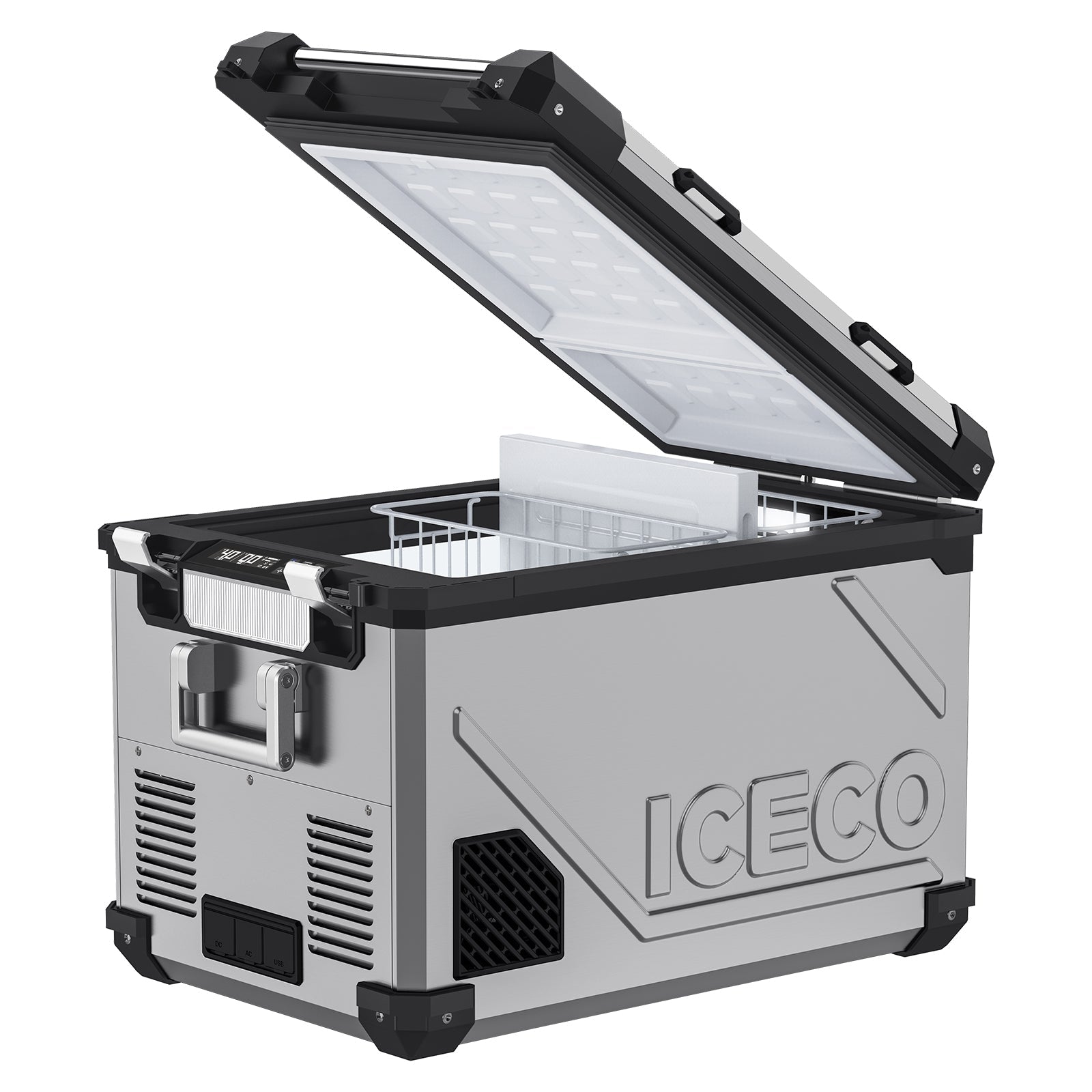 APL55-Silver Power Combo Dual Zone 12 Volt Fridge with Magnetic Battery | ICECO