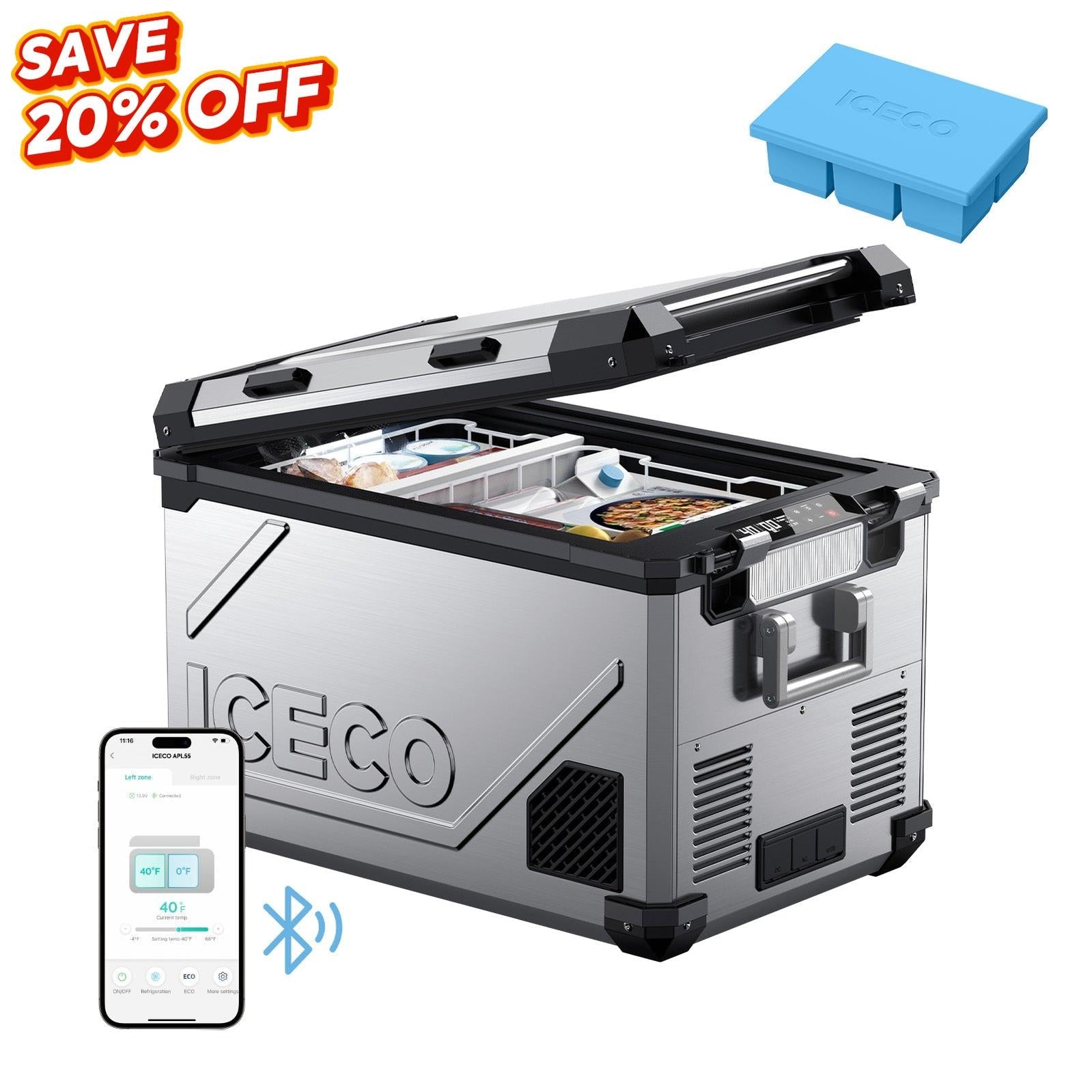 58QT APL55 Dual Zone 12 Volt Fridge With Ice Tray | ICECO