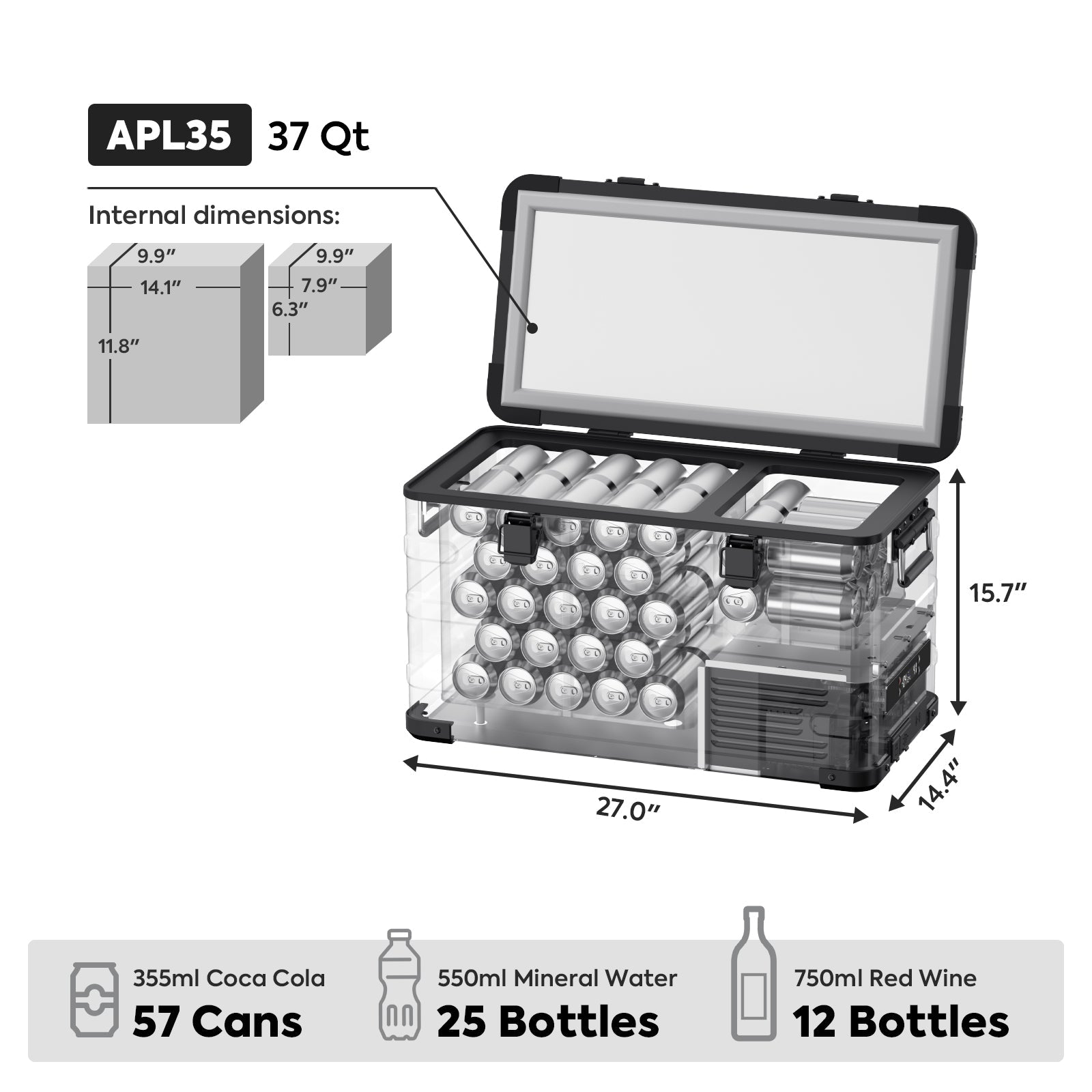 37QT APL35-Black Ultralight Dual Zone Aluminum Freezer | ICECO