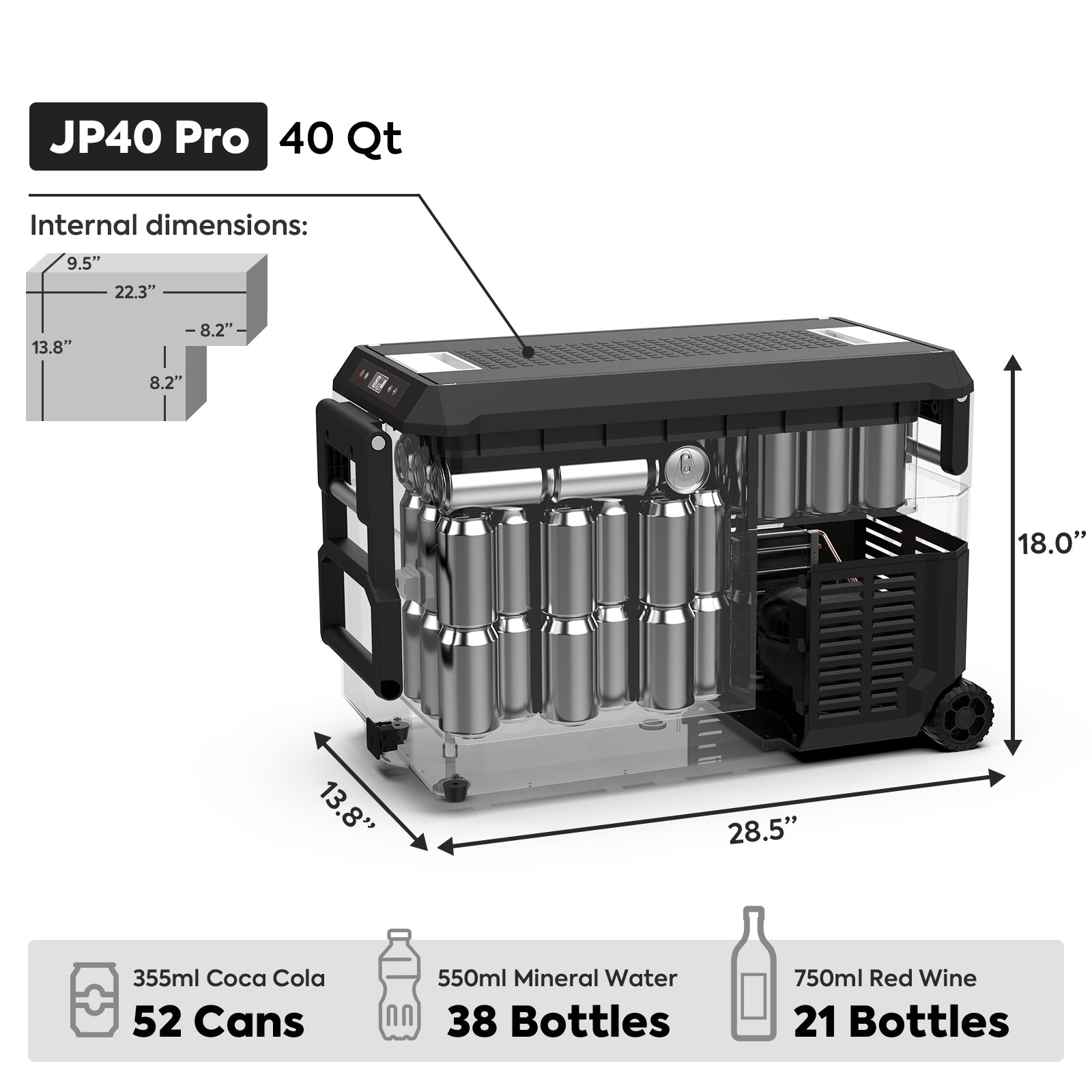JP40Pro Wheeled Portable Freezer with Magnetic Battery | ICECO