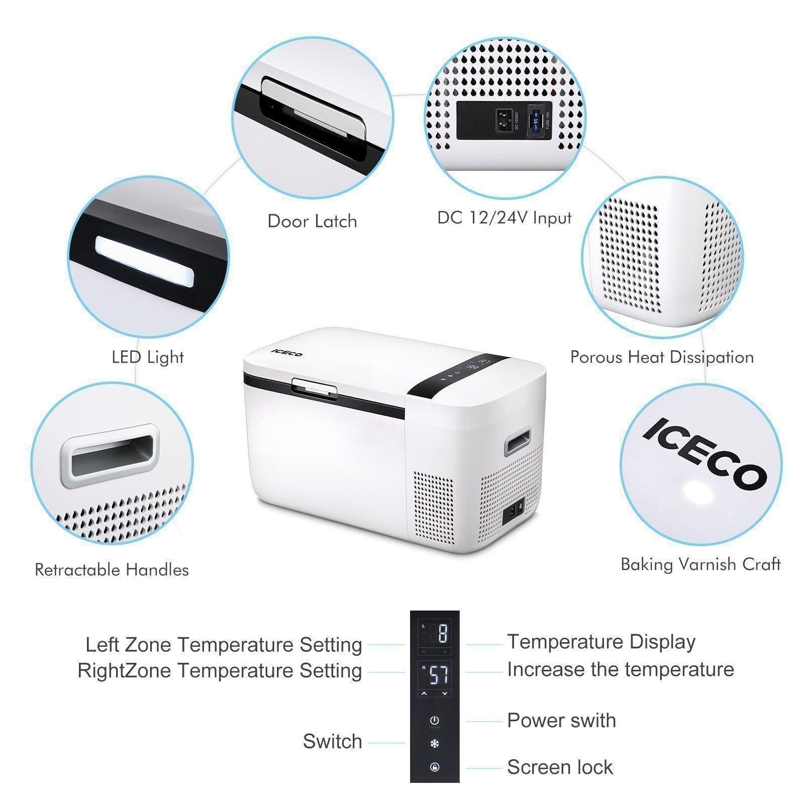 21QT GO20 Dual Zone 12V Portable Freezer (White) | ICECO