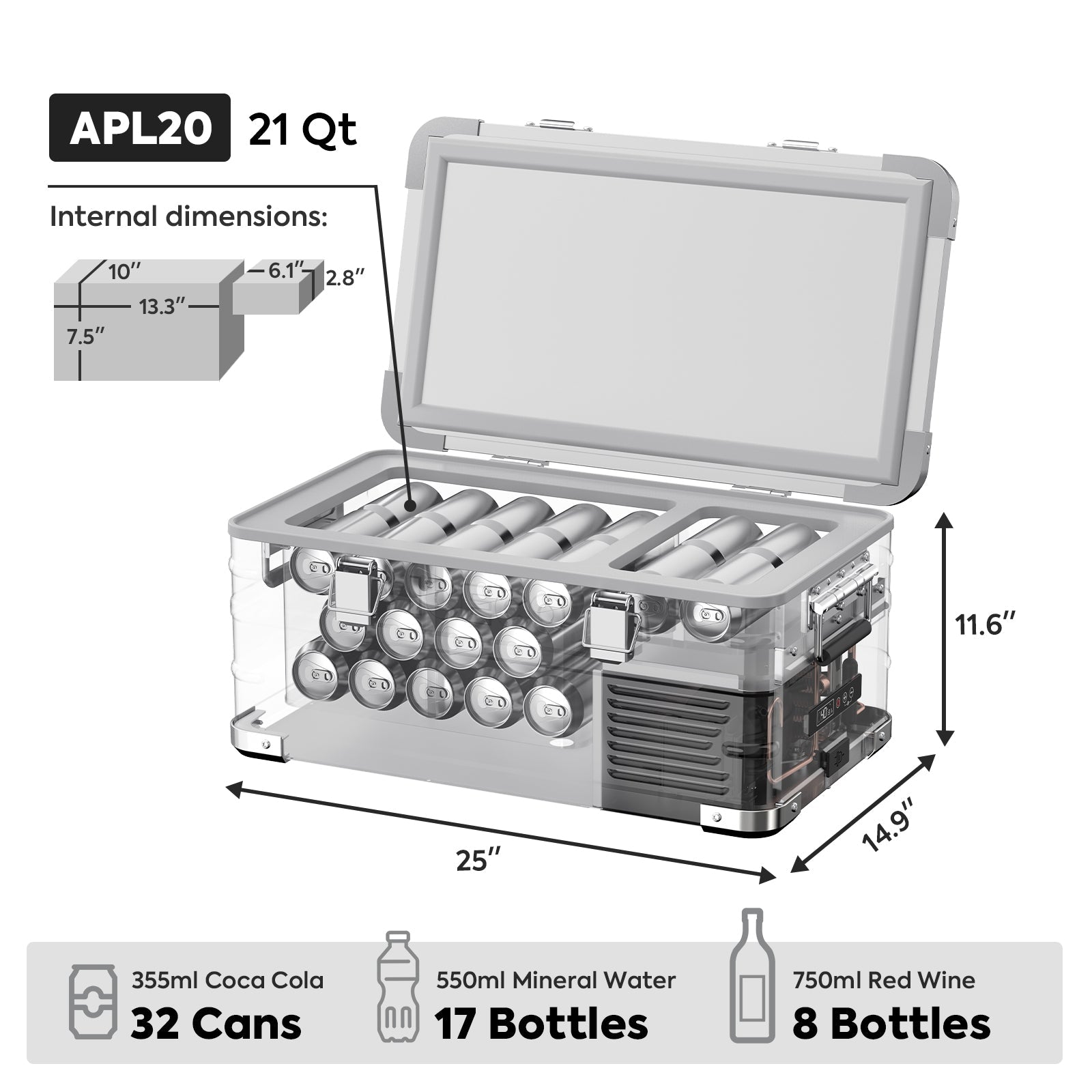 21QT APL20 Light Duty Single Zone Aluminum Freezer With Cover | ICECO