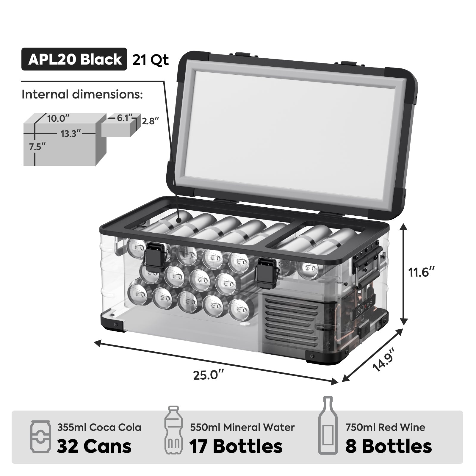 21QT APL20 Black Light Duty Aluminum Freezer Single Zone | ICECO
