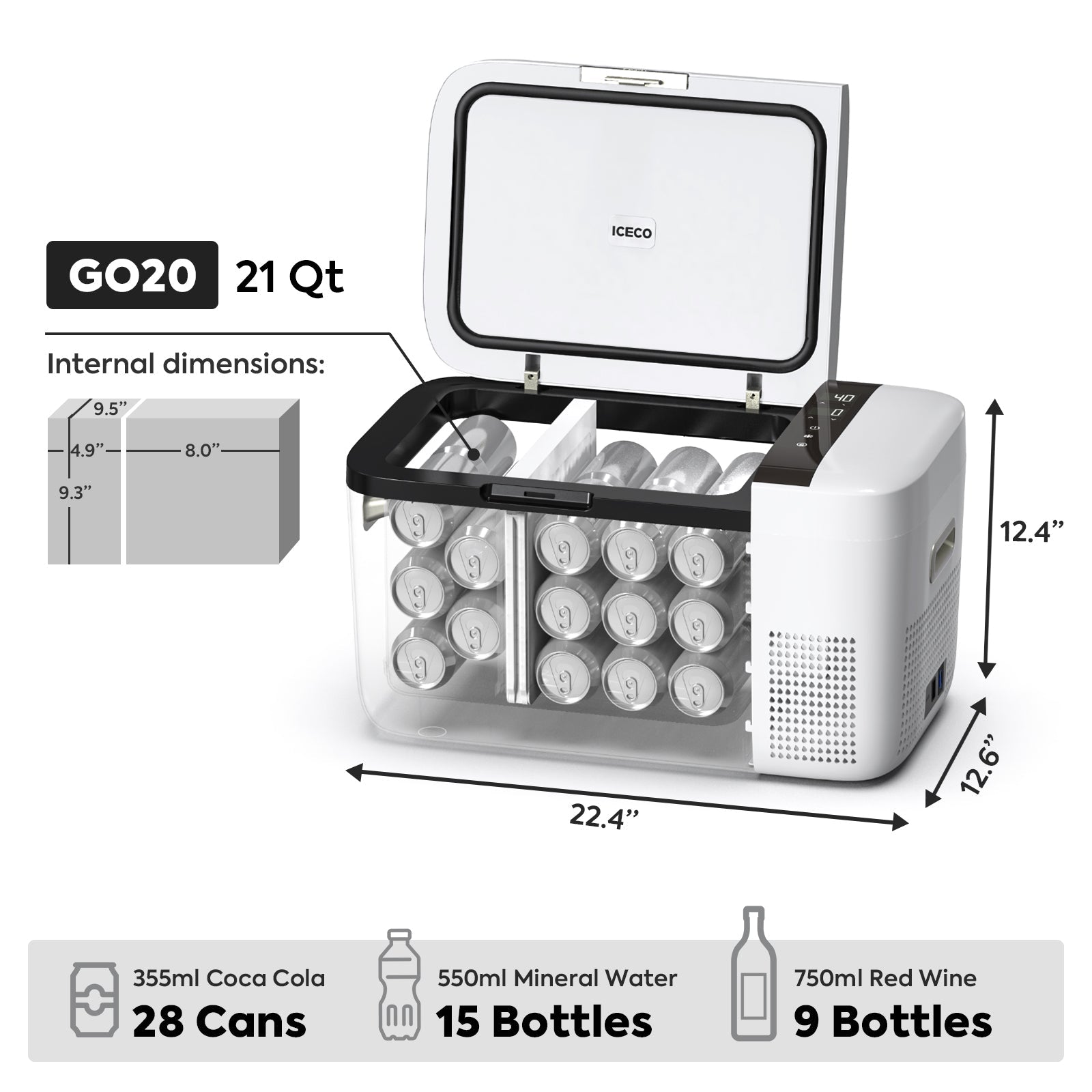 21QT GO20 Dual Zone 12V Car Fridge with Magnetic Power Bank  | ICECO