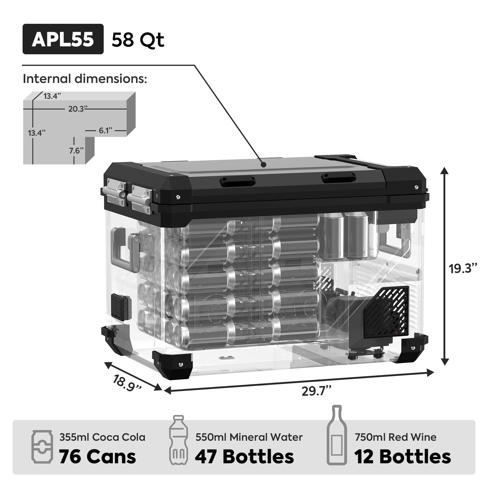 58QT APL55 Dual Zone 12 Volt Fridge Freezer
